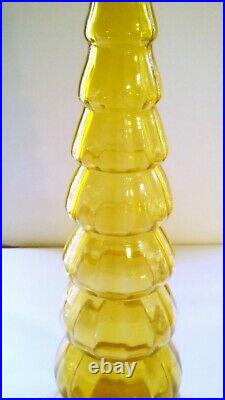 Vintage Italian Empoli Honey Amber Huge 26 Tree Genie Bottle Decanter Vase