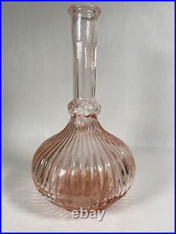 Vintage Italian Empoli Pink Glass Genie Bottles Hot Air Balloon Style 10.5
