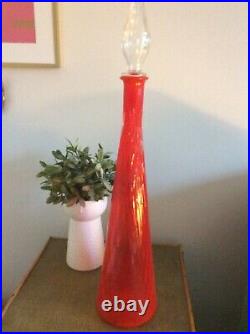Vintage Italian Empoli Tall Red Genie Decanter Bottle 26