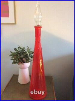 Vintage Italian Empoli Tall Red Genie Decanter Bottle 26