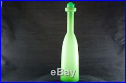 Vintage Italian Glass Bottle Decanter Empoli Green Cased