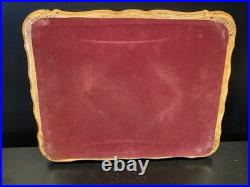 Vintage Italian Glass Decanter Set Green Glass Leather Snap Metal Lion With Tray