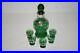 Vintage-Italian-Glass-Decanter-with-Stopper-5-Liqueurs-Green-with-Silver-Overlay-01-dahn
