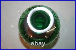 Vintage Italian Glass Decanter with Stopper, 5 Liqueurs Green with Silver Overlay