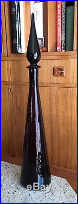 Vintage Italian Glass Genie Bottle Decanter Amethyst Purple Mid Century Modern
