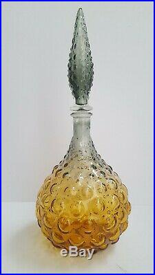 Vintage Italian Glass Genie Bottle Decanter Rare smoked amber
