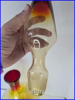 Vintage Italian Glass Mid Century Modern Amberina Pedestal Decanter With Stopper