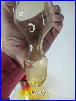 Vintage Italian Glass Mid Century Modern Amberina Pedestal Decanter With Stopper