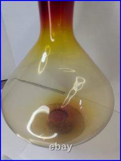 Vintage Italian Glass Mid Century Modern Amberina Pedestal Decanter With Stopper