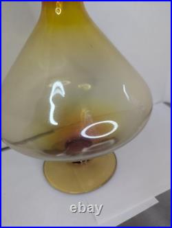 Vintage Italian Glass Mid Century Modern Amberina Pedestal Decanter With Stopper