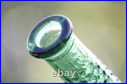 Vintage Italian Green Bubble Glass Genie Bottle Empoli Decanter 22in 70s