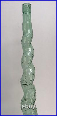 Vintage Italian Green Embossed Twisted Glass 32 Tall Chianti Wine Decanter