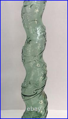 Vintage Italian Green Embossed Twisted Glass 32 Tall Chianti Wine Decanter