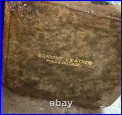 Vintage Italian Leather Wrapped Glass Decanter Bottle with Stopper Made in Italy