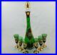 Vintage-Italian-MCM-Green-Gold-Gilded-Decanter-with-6-Sherry-Cordial-Glasses-01-rfca