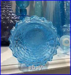 Vintage Italian MCM Light Blue Glass Genie Bottle Decanter