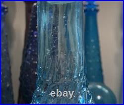 Vintage Italian MCM Light Blue Glass Genie Bottle Decanter