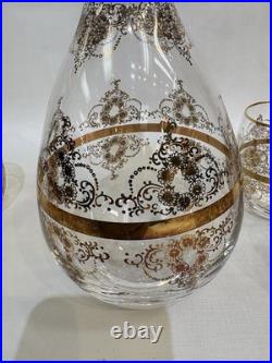 Vintage Italian Murano Glass Gold Decanter with Stopper Hand Blown Art Glass 9.3