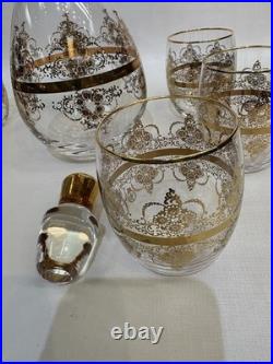 Vintage Italian Murano Glass Gold Decanter with Stopper Hand Blown Art Glass 9.3