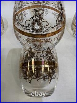 Vintage Italian Murano Glass Gold Decanter with Stopper Hand Blown Art Glass 9.3