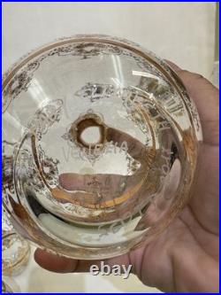 Vintage Italian Murano Glass Gold Decanter with Stopper Hand Blown Art Glass 9.3