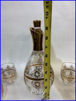 Vintage Italian Murano Glass Gold Decanter with Stopper Hand Blown Art Glass 9.3