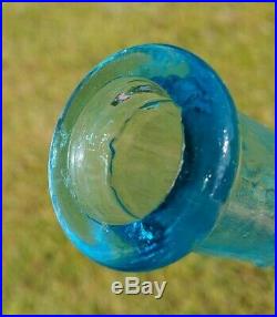 Vintage Italian Rare Light Pale Blue Hobnail Glass Genie Bottle With Stopper 22