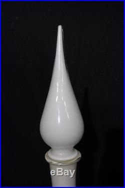 Vintage Italian Ribbed WHITE Art Glass 28 Decanter BOTTLE Vase withStopper, Italy