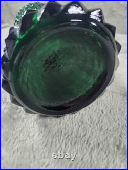 Vintage Italian Rossini Empoli Green Glass Diamond Genie Bottle Decanter 15-1/4