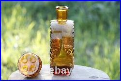 Vintage Italian Sunburst Amber Yellow Glass Bottle Decanter Empoli 70s 10in 26cm