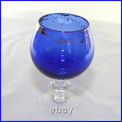 Vintage Italian art glass decanter, pitcher set, cobalt, 6 glasses
