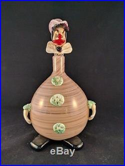 Vintage Italy Italian Art Glass Murano Clown Rotund Decanter Bottle