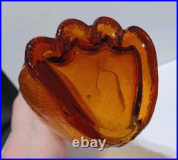 Vintage Italy MCM Empoli Amber Glass Hound Dog Decanter