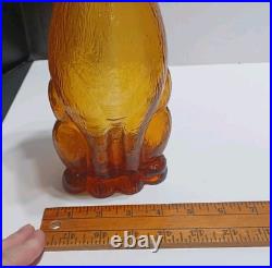 Vintage Italy MCM Empoli Amber Glass Hound Dog Decanter