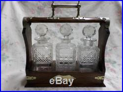 Vintage James Dixon & Sons Cut Glass Crystal Decanter Set With Original Carrier