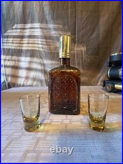Vintage Japan 1880 Iron Horse Train Decanter Set 2 Shot Glasses Music Box