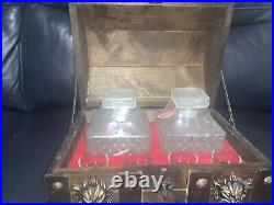 Vintage Japanese Liquor Chest with Decanturs and Shot Glasses