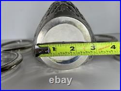 Vintage Japanese Solid Pure Silver Bamboo Leaf Overlay Glass Liquor Decanter Set