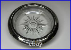 Vintage Japanese Solid Pure Silver Bamboo Leaf Overlay Glass Liquor Decanter Set