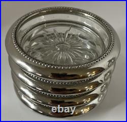 Vintage Japanese Solid Pure Silver Bamboo Leaf Overlay Glass Liquor Decanter Set