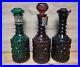 Vintage-Jim-Beam-Decanter-KY-Lot-of-3-1968-Green-Red-black-Glass-With-Stoppers-01-irsu