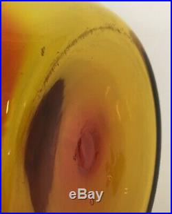 Vintage Joel Myers Blenko Amberina Tangerine Coil Glass Decanter Ball Stopper