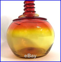 Vintage Joel Myers Blenko Swirl Glass Tangerine Decanter Rare 12