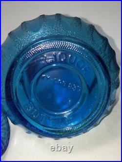 Vintage KY-ORB Blue Glass Decanter with Stopper Liquor Bottle Barware Portugal