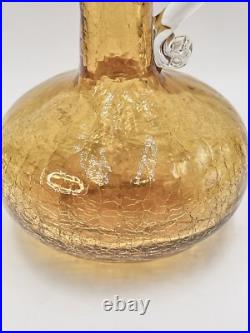 Vintage Kanawha Amber Crackle Glass Decanter With Flam Stopper