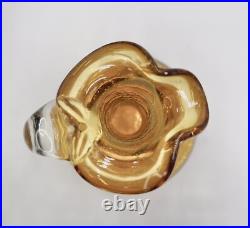 Vintage Kanawha Amber Crackle Glass Decanter With Flam Stopper