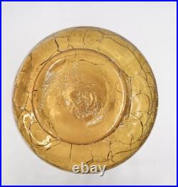 Vintage Kanawha Amber Crackle Glass Decanter With Flam Stopper