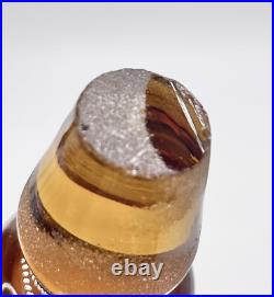 Vintage Kanawha Amber Crackle Glass Decanter With Flam Stopper