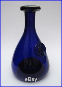 Vintage Kastrup Holmegaard Denmark Cobalt Blue Glass Viking Decanter Danish