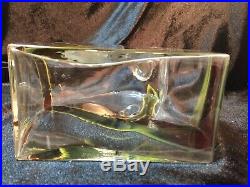 Vintage Kosta Boda Kjell Engman Art Glass Macho Decanter Clear, Red Yellow Swirl